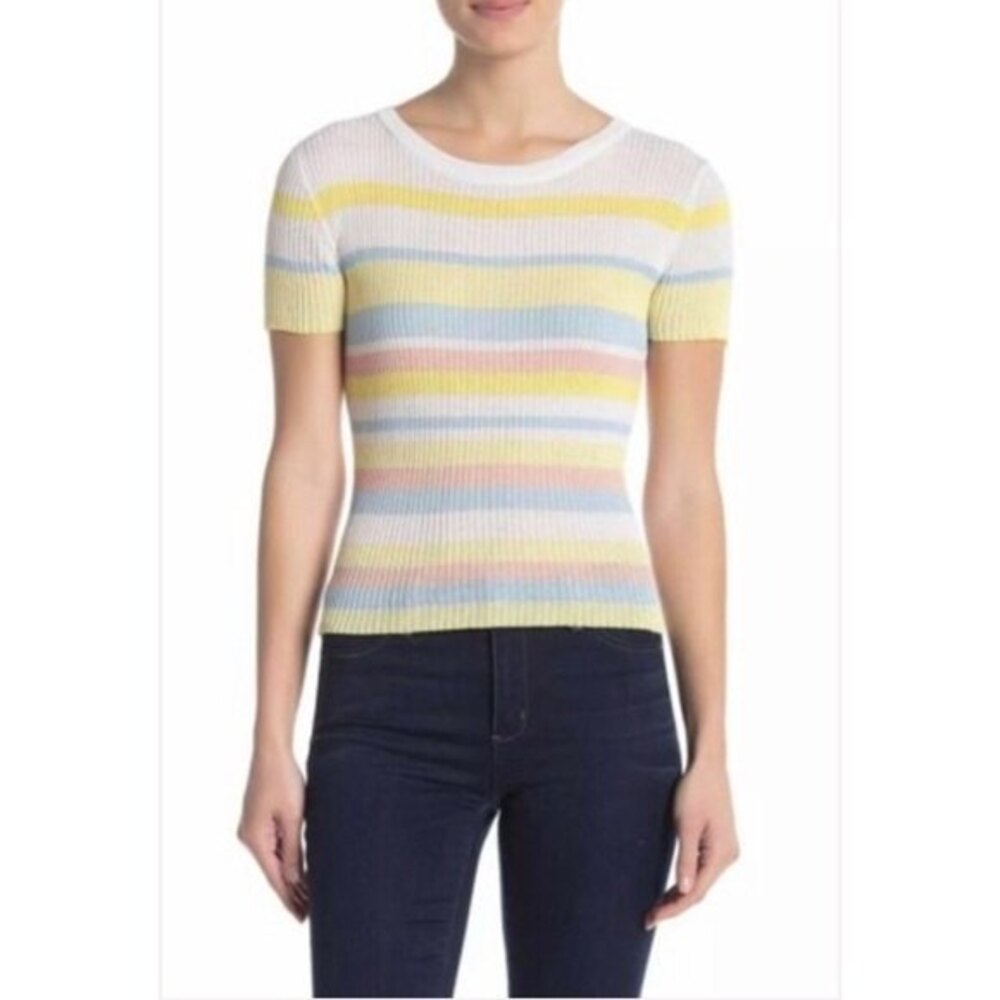 Elodie short sleeve ribbed Knit Sweater Top
